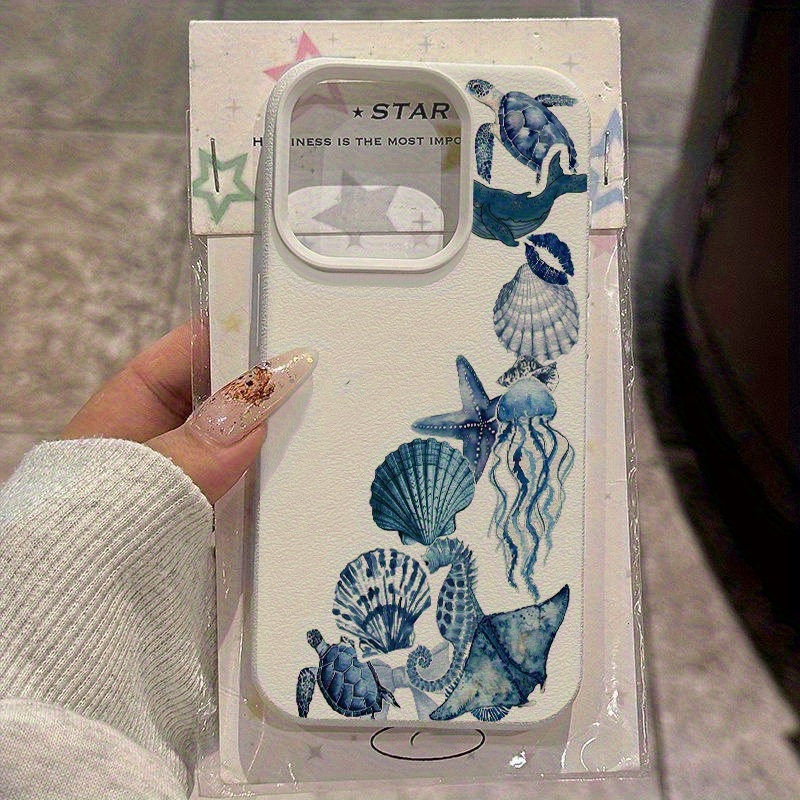 Leatherwork Drawing - Watercolor Floral Jellyfish Blue Pattern Phone