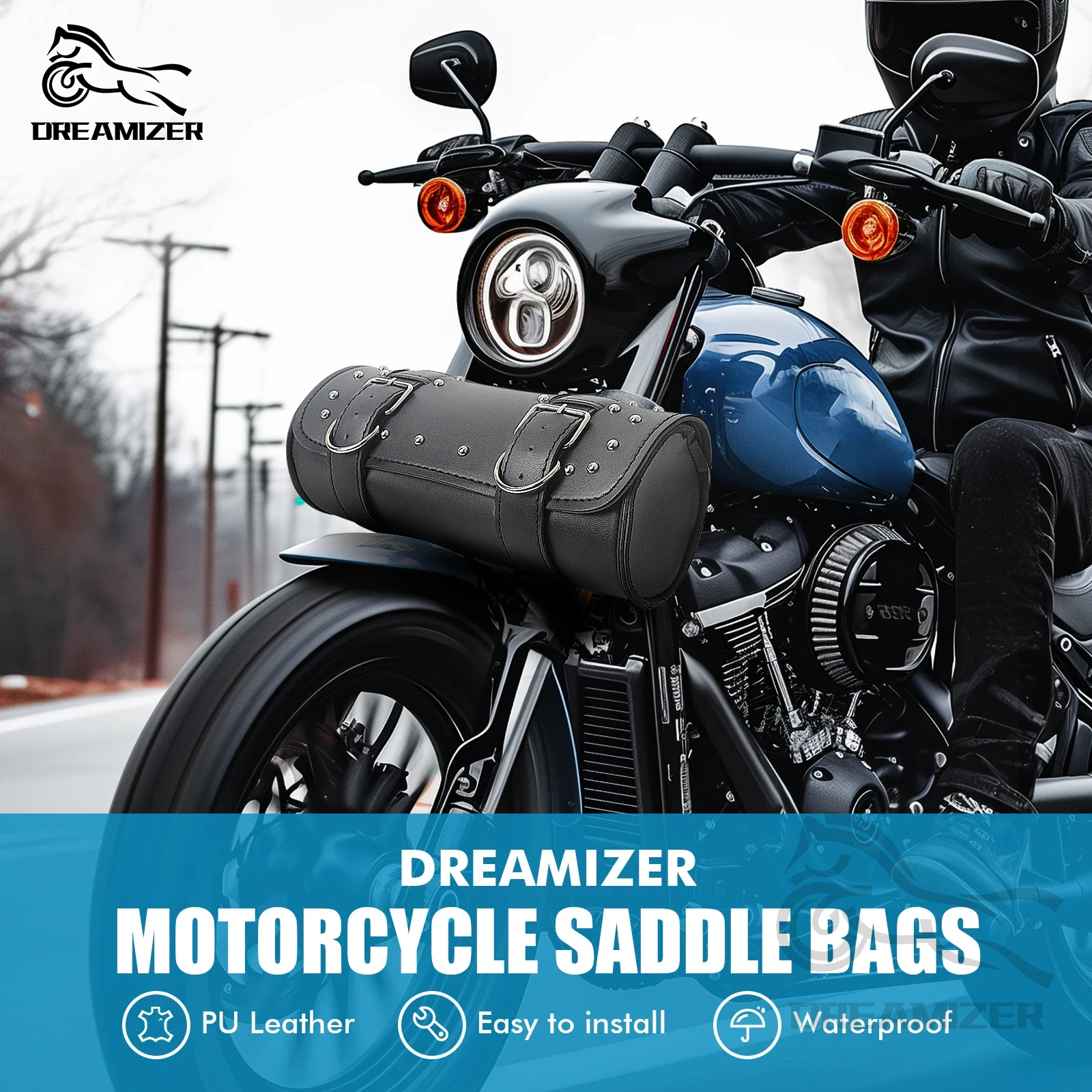 Leatherwork Pony - Motorcycle Front Fork Tool Tail Bag