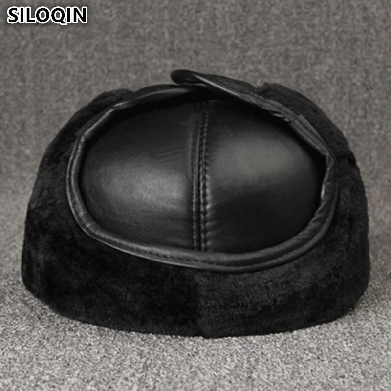 Leather Work Hat - Genuine Leather caps Winter Warm Bomber