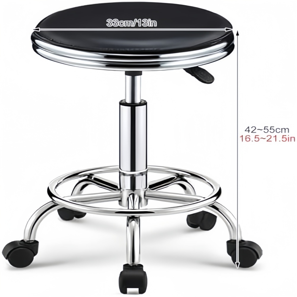 Round Rolling Stool with Foot  - Leatherwork Tattoo recension och pris