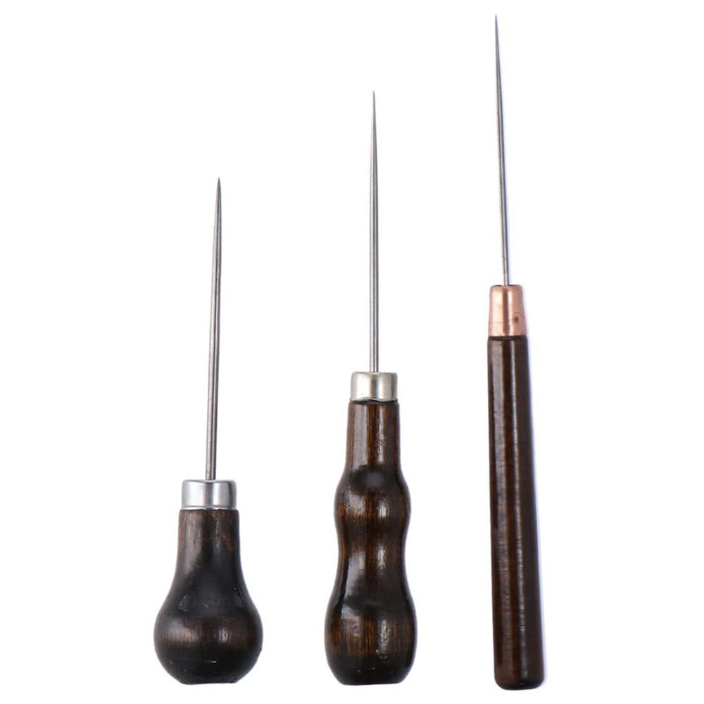 3Pcs Wooden Handle Scratch Awl - Leatherwork Punching Tool recension och pris