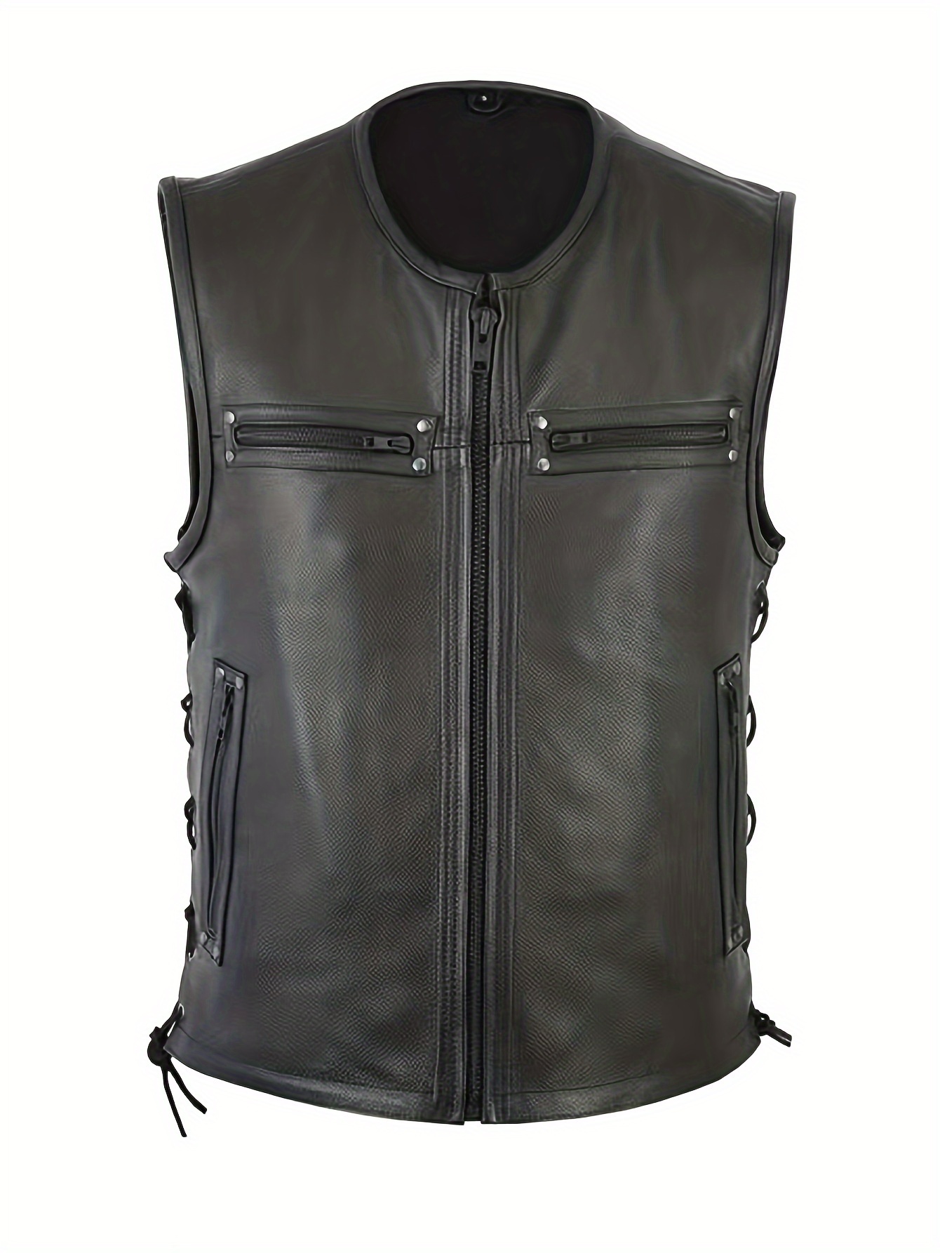Men Solid Color Vest Motorcycl - Leather Work Vest For Men recension och pris