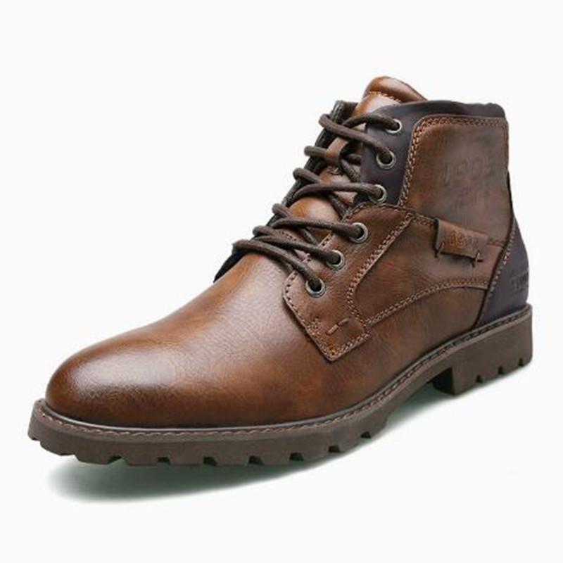 Leather Men Ankle Boots Plus S - Leather Work Fabric recension och pris