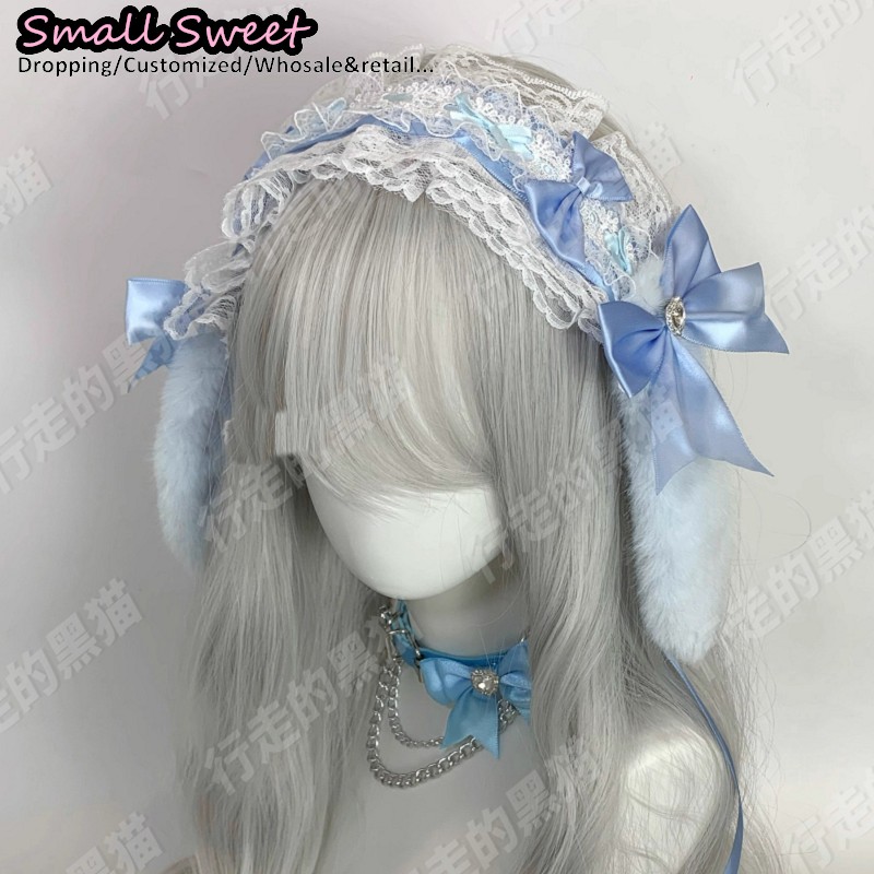 Goth Bunny Ear Bow Hair Bands  - Leatherwork Pony recension och pris