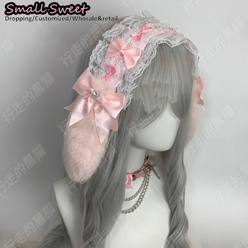 Goth Bunny Ear Bow Hair Bands  - Leatherwork Pony recension och pris