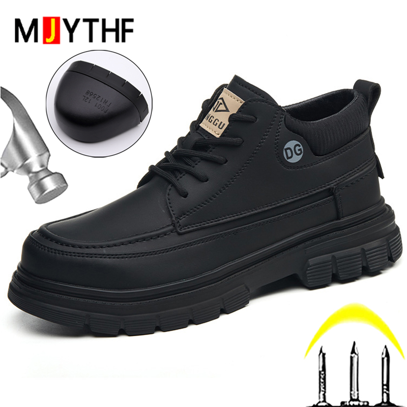 Black Leather Boots Men Shoes  - Leather Work Fabric recension och pris