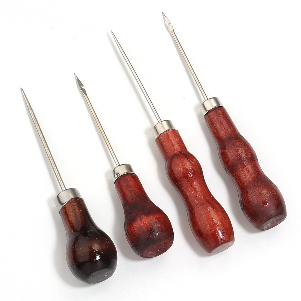 Wooden Handle Awls DIY Leather - Leatherwork Punching Tool recension och pris