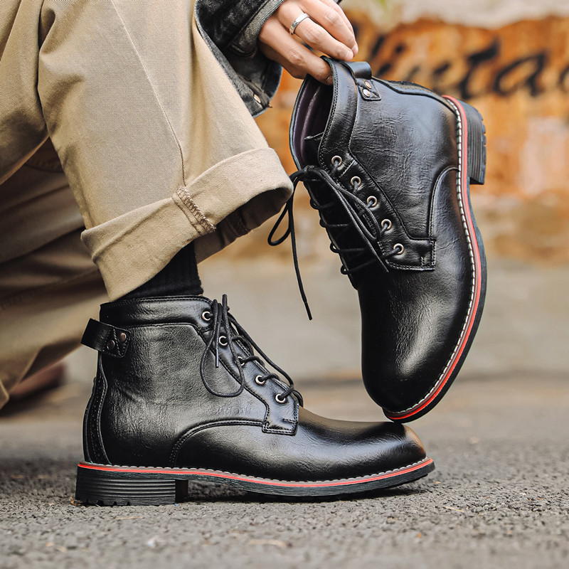 Luxury Retro High Men's Leathe - Leather Work Fabric recension och pris