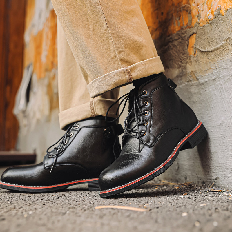 Luxury Retro High Men's Leathe - Leather Work Fabric recension och pris