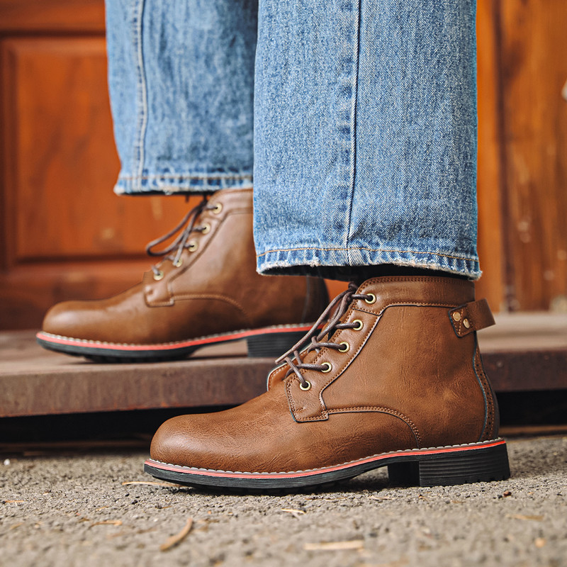 Luxury Retro High Men's Leathe - Leather Work Fabric recension och pris
