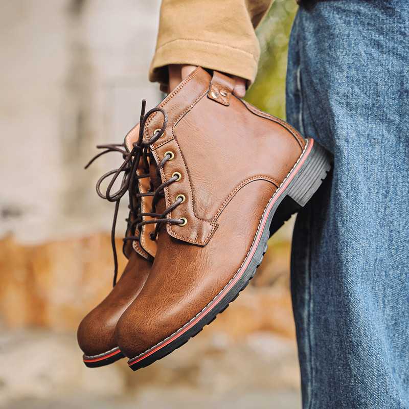 Luxury Retro High Men's Leathe - Leather Work Fabric recension och pris