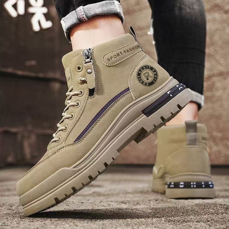 Men Retro High Top Work Boots  - Leather Work Fabric recension och pris