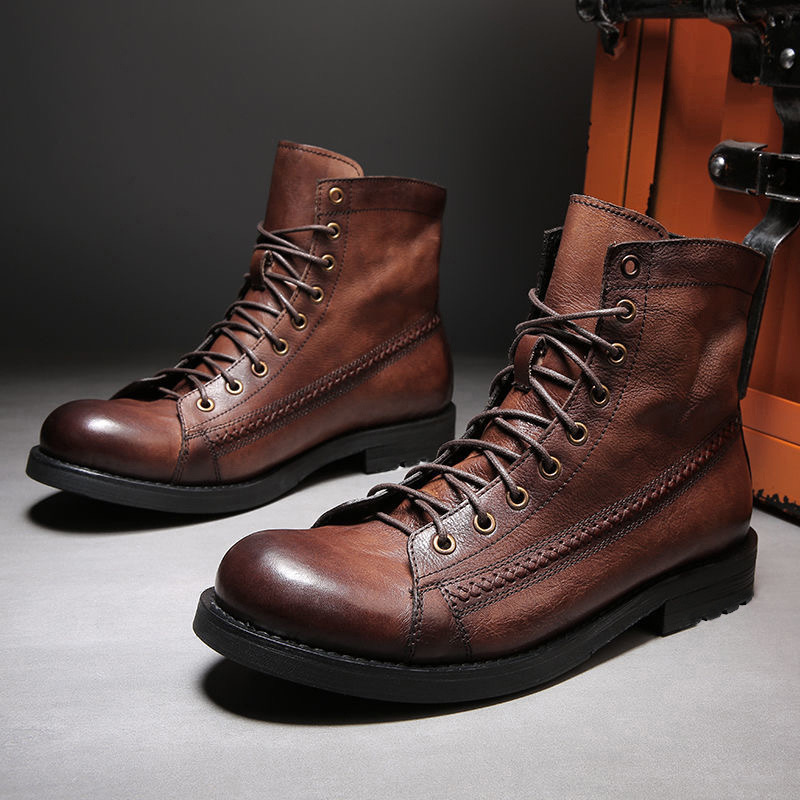 Mens Ankle Boots Classic Handm - Leather Work Fabric recension och pris