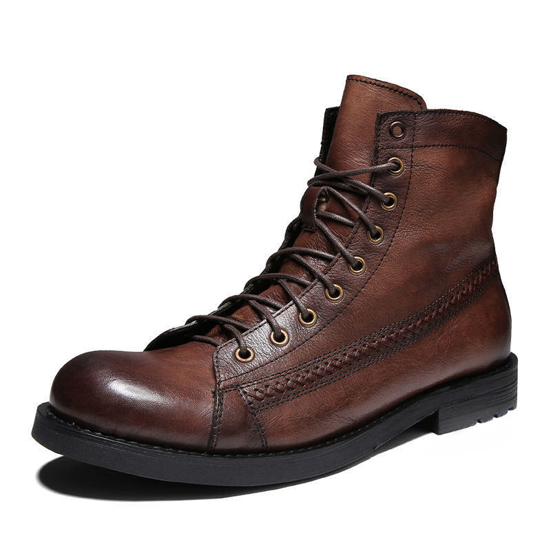Mens Ankle Boots Classic Handm - Leather Work Fabric recension och pris