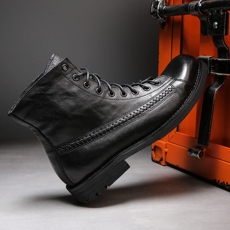 Mens Ankle Boots Classic Handm - Leather Work Fabric recension och pris