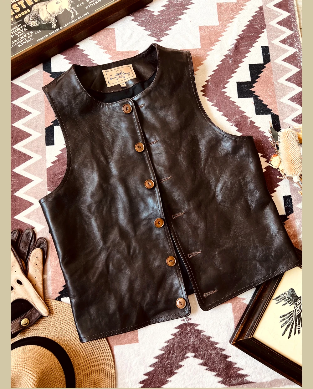 YR!Free shipping.Japanese Vint - Leather Work Vest For Men recension och pris