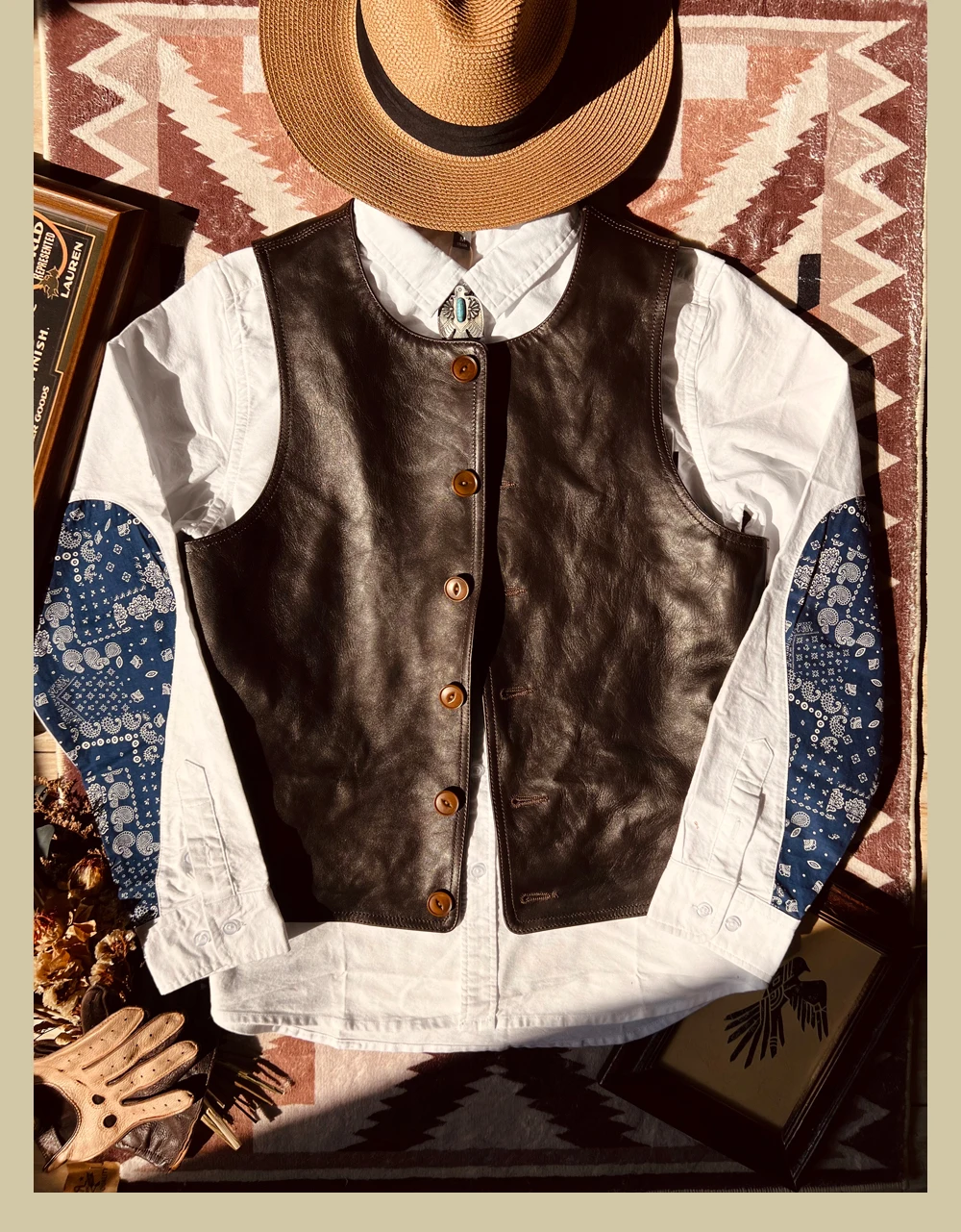 YR!Free shipping.Japanese Vint - Leather Work Vest For Men recension och pris