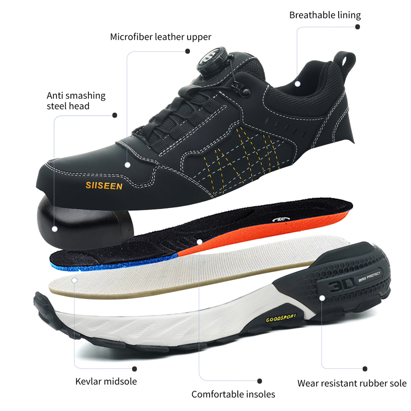 Black Leather Safety Shoes Sec - Leather Work Fabric recension och pris