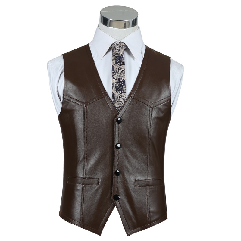 Genuine Leather Sheepskin Vest - Leather Work Vest For Men recension och pris