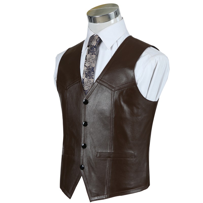Genuine Leather Sheepskin Vest - Leather Work Vest For Men recension och pris
