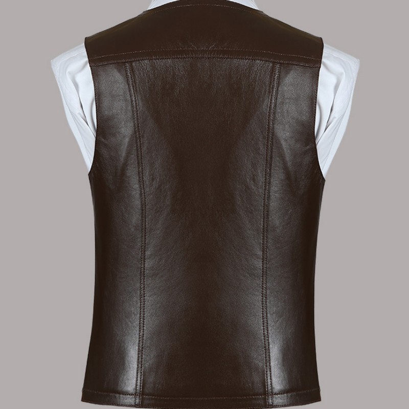 Genuine Leather Sheepskin Vest - Leather Work Vest For Men recension och pris